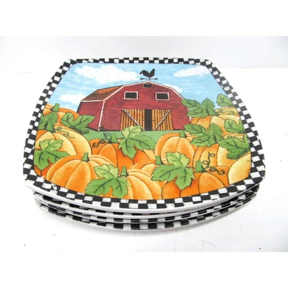 Pumpkin Patch Farm Set Of 4 Square 8
